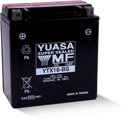 Yuasa YTX16-BS Maintenance Free AGM 12-Volt Battery w/Bottle