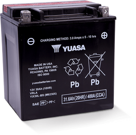 Yuasa YIX30L-BS High Performance Maintenance Free AGM 12-Volt Battery w/Bottle