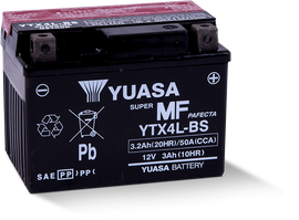 Yuasa YTX4L-BS Maintenance Free AGM 12-Volt Battery w/Bottle