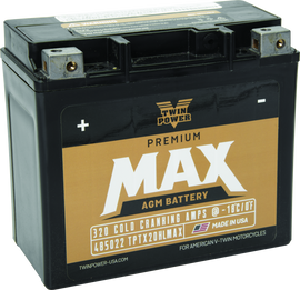 Twin Power GYZ-20HL Premium MAX Battery Replaces H-D 65989-97A Made in USA 320 CCA
