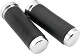 Bikers Choice Chrome / Leather 1 Inch Grips Universal Pr