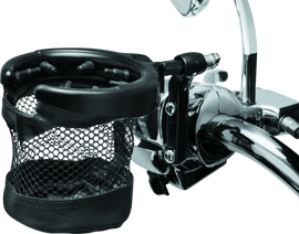 Kuryakyn Drink Holder Mesh Basket with Perch Mount Universal Gloss Black