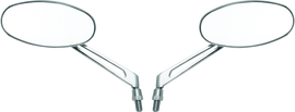BikeMaster Oval Mirror Machined Arm w/10mm/Yam 10mm/HD Adapters - Pair - Chrome